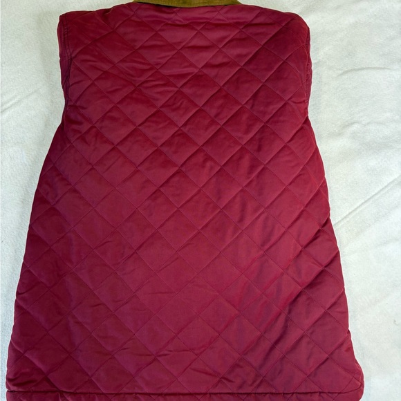 Orvis Quilted Jacket Burgundy Paisley Lining Corduroy Collar Women’s Large - Picture 5 of 5